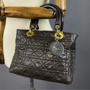 Christian Dior Lady Dior Brown Leather 🧸 SIZE SMALL, VINTAGE
